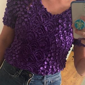 90s Inspired Purple Popcorn Scrunched Stretchy Top